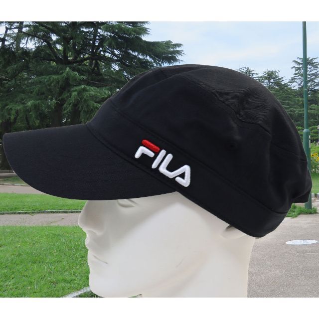 FILA(フィラ)のFILA フィラ ワークキャップ ロゴ コットン洗濯機洗い可能 ★ブラック新品 メンズの帽子(キャップ)の商品写真