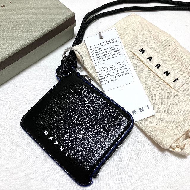 海外ブランド Marni - 新品 22ss MARNI ネックウォレット 黒 紺 3001