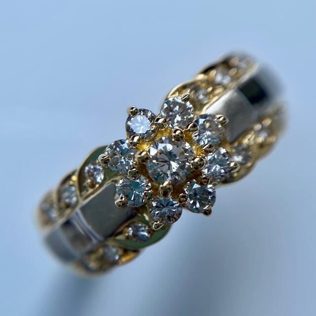 k18/pt900    2色のマリアージュ ダイヤモンド リング レディースのアクセサリー(リング(指輪))の商品写真