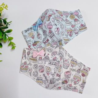 インナーマスク＊子供用＊ゆめかわ♡スイーツ＊リボン＊水色(外出用品)