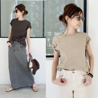 アパルトモンドゥーズィエムクラス(L'Appartement DEUXIEME CLASSE)の20ss L'Appartement REMI RELIEF T-sh ベージュ(Tシャツ(半袖/袖なし))