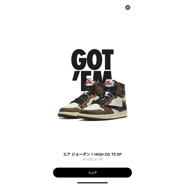 NIKE(ナイキ)のAJ1 travis Scott エアジョーダン1 トラヴィススコット メンズの靴/シューズ(スニーカー)の商品写真