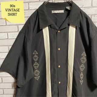 90s 古着 ヴィンテージ キューバシャツ 開襟シャツ 刺繍 ビッグシルエット(シャツ)