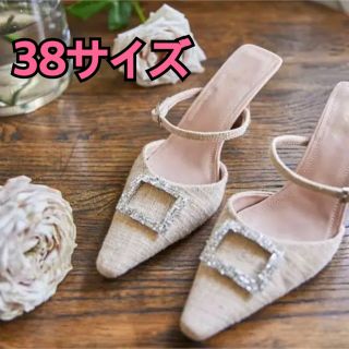 ハーリップトゥ(Her lip to)のherlipto Linen Blend Crystal Mules 38(ミュール)