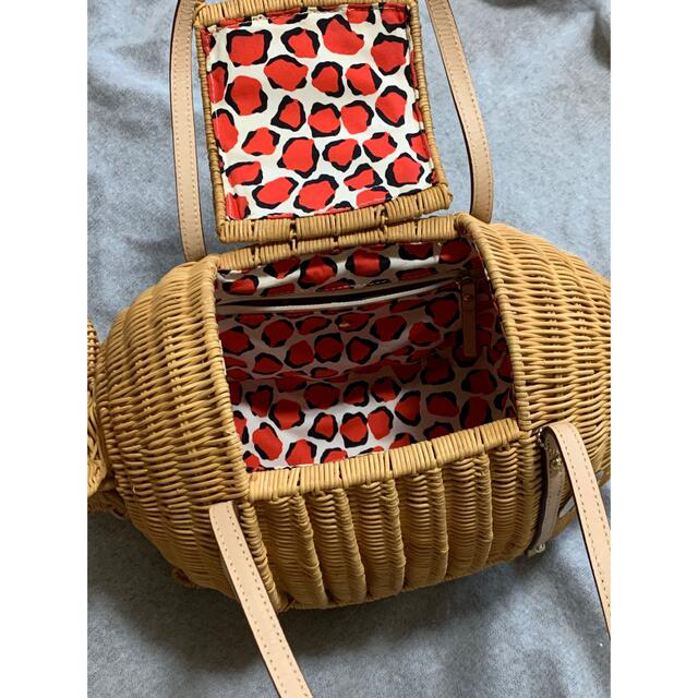 ケイトスペード Kate Spade  かごバッグ アルマジロ 籐ｘレザー 美品