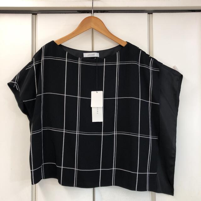 新品 ADORE 19SS モノトーンチェックブラウス(38)トップス