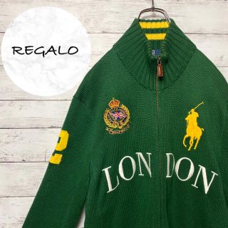 ポロラルフローレン(POLO RALPH LAUREN)の【希少グリーンカラー】ポロラルフローレン⭐︎ビックポニー刺繍ロゴ　ジップ ニット(スウェット)