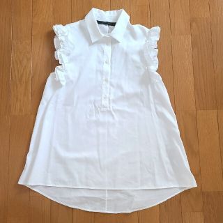 ザラ(ZARA)の[お値下げしました]ZARA★フリルノースリーブブラウス★ホワイト(シャツ/ブラウス(半袖/袖なし))