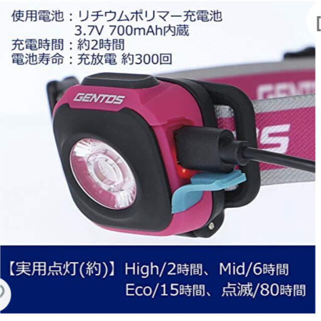 GENTOS/ジェントス LED USB充電式 ヘッドライト CP-260RSP スポーツ/アウトドアのアウトドア(登山用品)の商品写真