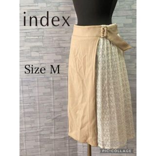 インデックス(INDEX)のindex レース切り替え膝丈スカート　Mサイズ(ひざ丈スカート)