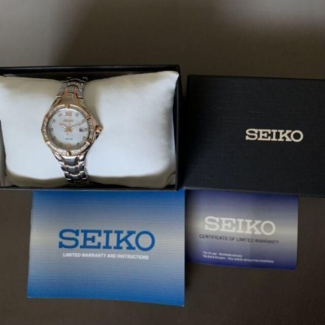 SEIKO ダイヤ28石★ソーラー セイコー ローズゴールド レディース腕時計