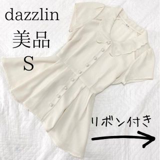 ダズリン(dazzlin)の【美品】dazzlin ペプラムブラウス　半袖　S シアーシャツ(シャツ/ブラウス(半袖/袖なし))