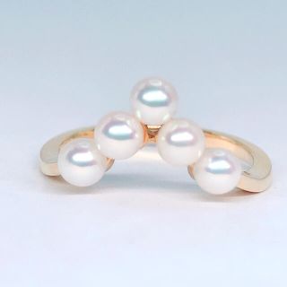 MIKIMOTO - ミキモト ベビーパール リング K18 アコヤ真珠 V字