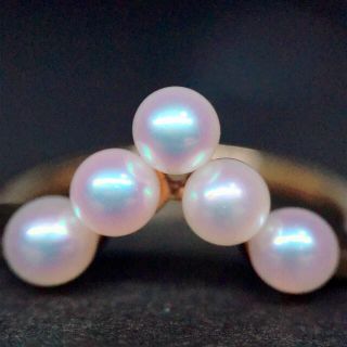 ミキモト MIKIMOTO アコヤパール 5mm 青石 リング 9.5号 K18