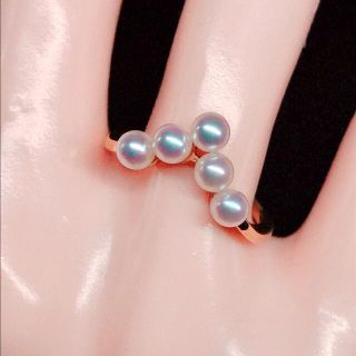 ミキモト MIKIMOTO アコヤパール 5mm 青石 リング 9.5号 K18