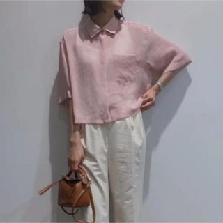 ロク(6 (ROKU))の限界値下げ roku SHEER SHORT SHIRT/シャツ　ロク　ピンク(シャツ/ブラウス(半袖/袖なし))