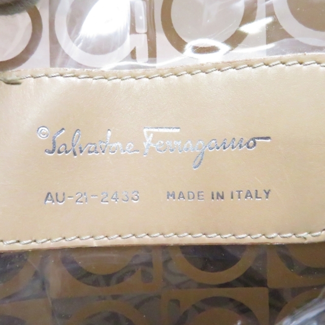 FERRAGAMO - フェラガモ ビニールバッグ&ポーチ 2点 ブラウン系 FERRAGAMO - フェラガモ ビニールバッグ&ポーチ 2点 ブラウン系