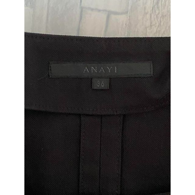 ANAYI(アナイ)の美品　ANAYI  ノーカラージャケット　ブラック　Sサイズ レディースのジャケット/アウター(ノーカラージャケット)の商品写真