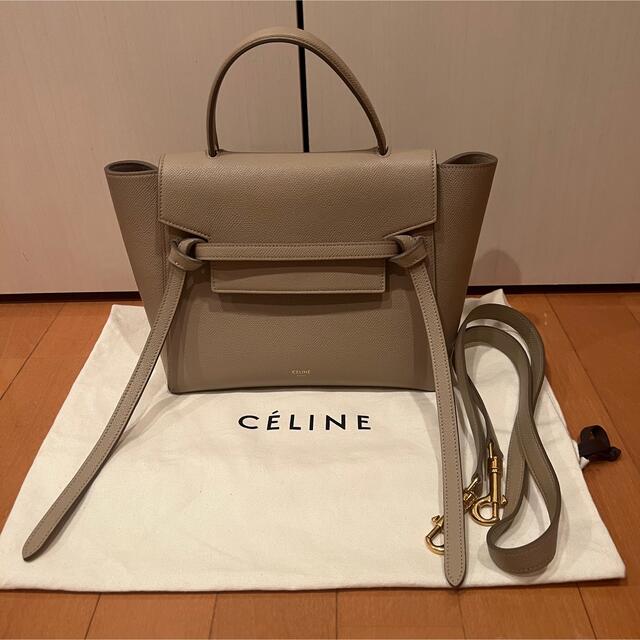 大幅値下げ！CELINE ベルトバッグ　カーフスキン　ベージュ　マイクロ