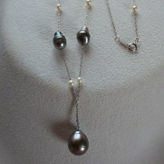 14K 黒蝶真珠、黒蝶ケシパール ネックレス 14K 黒蝶真珠、黒蝶ケシパール ネックレス