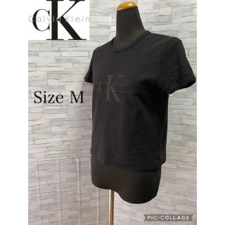 カルバンクライン(Calvin Klein)の美品　カルバンクライン　カットソー　Mサイズ　デカロゴ(カットソー(半袖/袖なし))