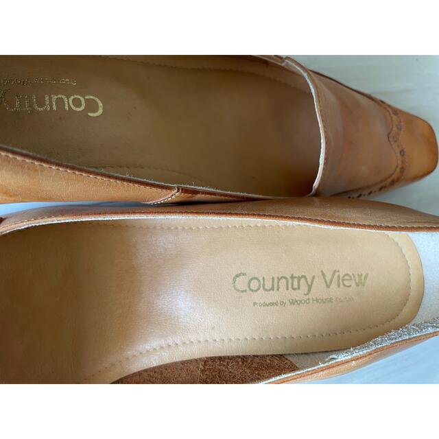 Country View カントリービュー レザー　パンプス　新品　24.5 レディースの靴/シューズ(ハイヒール/パンプス)の商品写真