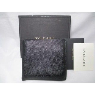 ブルガリ(BVLGARI)のBVLGARI ブルガリ 二つ折り財布 メンズ レザー 黒 中古本物 箱付き(折り財布)