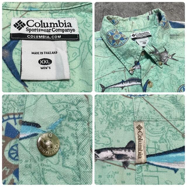 Columbia(コロンビア)のコロンビア☆フィッシュ柄コンパス柄ロゴタグ半袖総柄綿レーヨンフィッシングシャツ メンズのトップス(シャツ)の商品写真