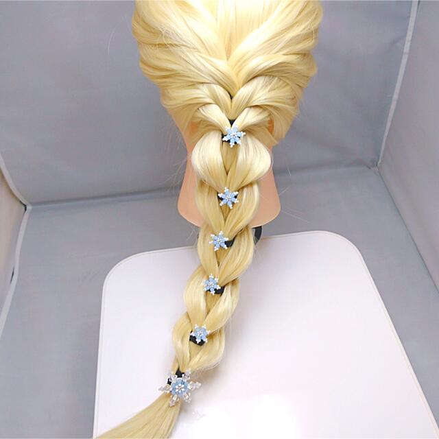 エルサの雪の結晶ヘアゴム 5個セット】ブルー×クリア ハンドメイドのアクセサリー(ヘアアクセサリー)の商品写真