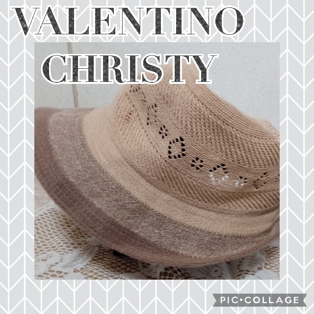 美品　VALENTINO ヴァレンティノ  女優　帽子　ハット　ブラウン　ロゴ