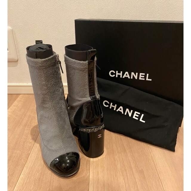 美品CHANEL ソックスブーツ ハラコ - lac.edu.co