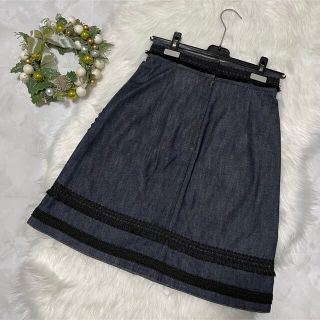 本物 ドルチェ\u0026ガッバーナ 装飾 レース デニム スカート 40 紺系