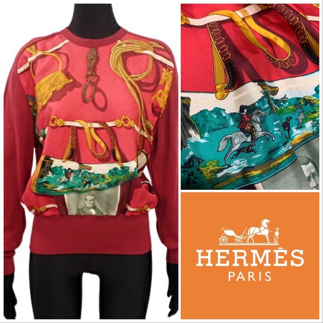 Hermes - エルメス HERMES トップス カットソー シルク スカーフ ヴィンテージ