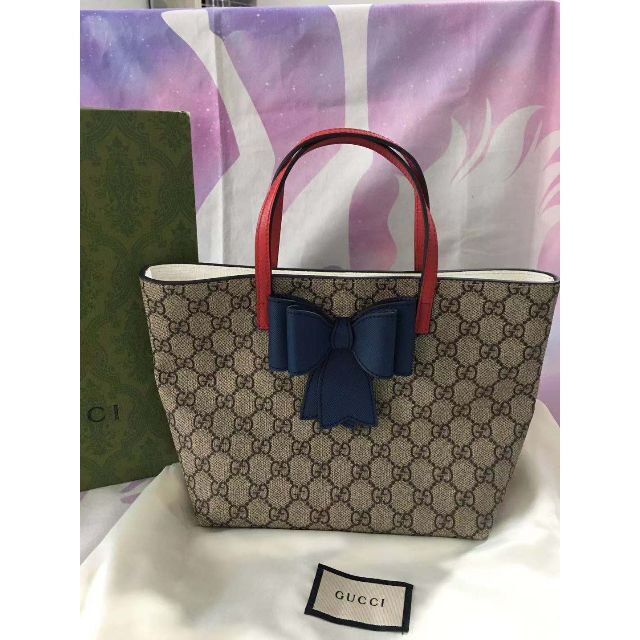 正規 Gucci キッズ GGスプリーム ボウ トートバッグ GUCCI