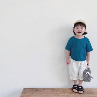 新品　リネンゆるハーフパンツ　女の子　男の子　無地　ボトムス　シンプル(パンツ/スパッツ)