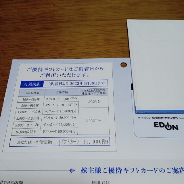 最新 エディオン 株主優待 20000円分