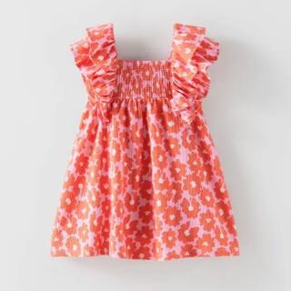 ザラキッズ(ZARA KIDS)の新品未使用 ZARA baby テクスチャー フラワー ワンピース(ワンピース)