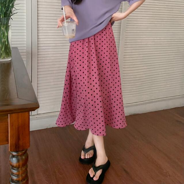 ボタニカルウエディング ドット柄 ロング スカート 春夏服 ボトムス 韓国 レディース2v2w 通販 スカート ロング丈 水玉 レディース 白 韓国