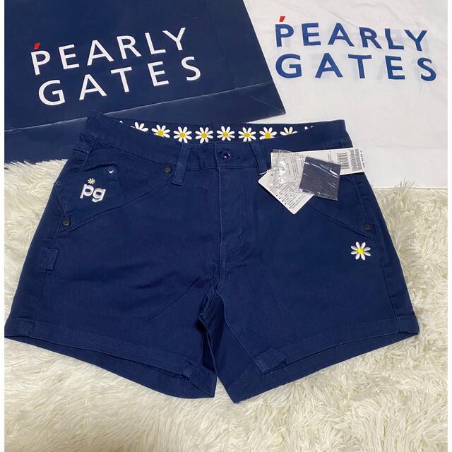 PEARLY GATES(パーリーゲイツ)のパーリーゲイツ  ストレッチカルゼショートパンツ レディスサイズ0 スポーツ/アウトドアのゴルフ(ウエア)の商品写真