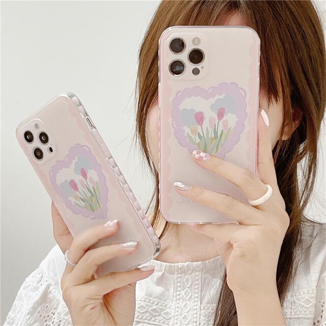 iPhone(アイフォーン)のiPhoneX iPhoneXS ケース　ピンク　チューリップ　花柄　韓国 スマホ/家電/カメラのスマホアクセサリー(iPhoneケース)の商品写真