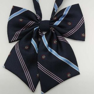 制服 リボン 新品 未使用 ストライプ ネイビー 紺 かわいい スクールリボン(ネクタイ)