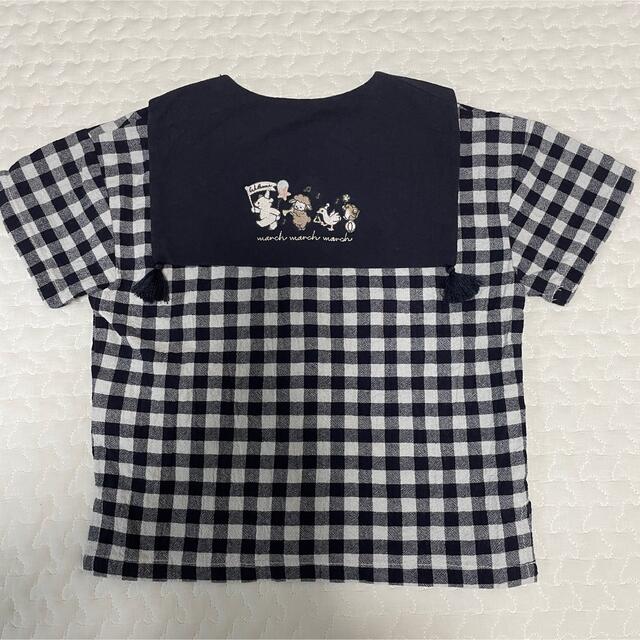 コトリ cottoli アニマル ギンガム セーラーシャツ 95 キッズ/ベビー/マタニティのキッズ服女の子用(90cm~)(Tシャツ/カットソー)の商品写真