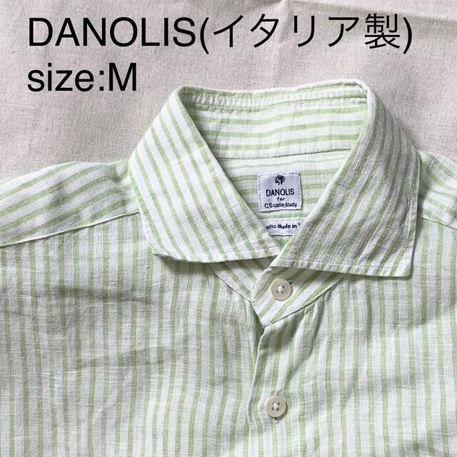 DANOLISリネンスプレッドカラーストライプシャツ(イタリア製)