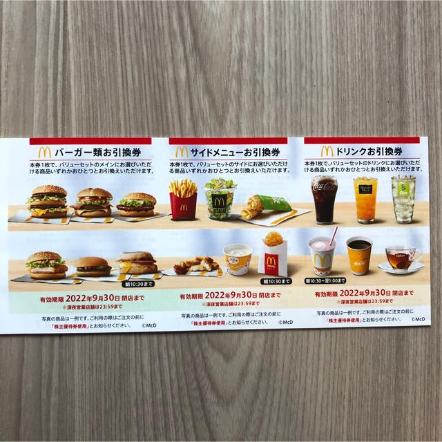 匿名発送　マクドナルド　株主優待券　1冊 チケットの優待券/割引券(フード/ドリンク券)の商品写真