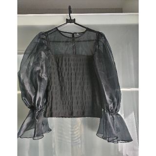 ザラ(ZARA)のザラ　ZARA オーガンジー　シースルー　ブラック　黒　トップス　結婚式(シャツ/ブラウス(長袖/七分))