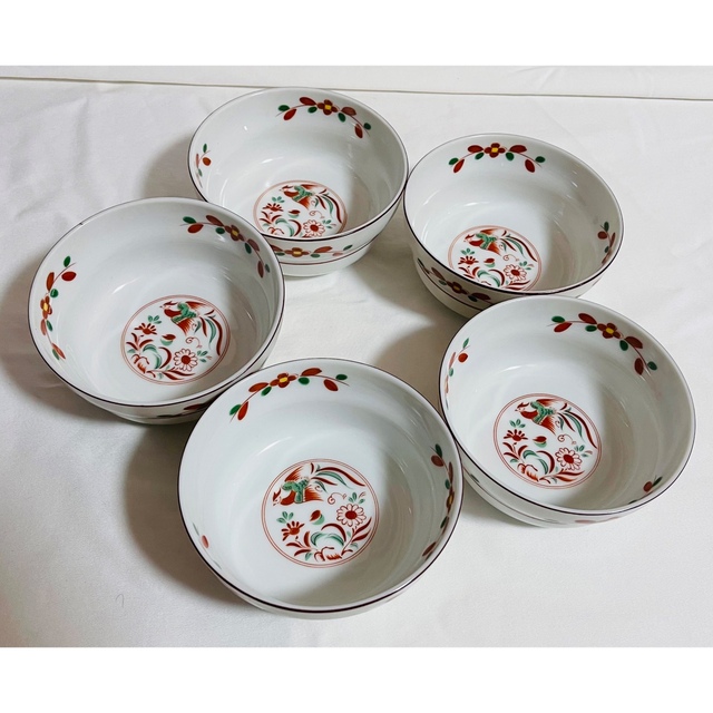 新品 有田焼 雅陶 晃峰 錦花鳥紋 小鉢 5 赤絵 新品 有田焼 雅陶 晃峰 錦花鳥紋 小鉢 5 赤絵