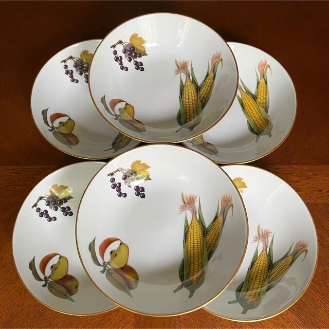 Royal Worcester(ロイヤルウースター)の【美品】ロイヤルウースター★イヴシャム★サラダボウル　６個 インテリア/住まい/日用品のキッチン/食器(食器)の商品写真