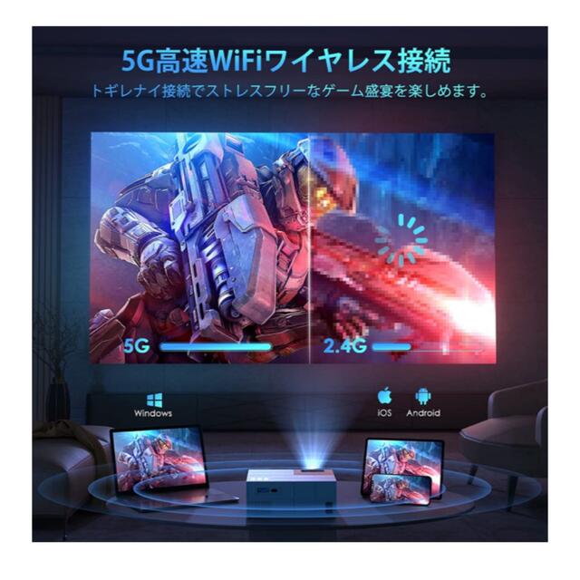 スマホ/家電/カメラYOWHICK 5GWiFi プロジェクター 小型 12000LM