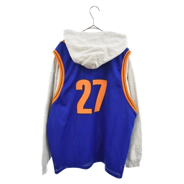 Supreme(シュプリーム)のSUPREME シュプリーム Basketball Jersey Hooded Sweatshirt バスケットボールジャージーフーデッドプルオーバーパーカー ネイビー/オレンジ/グレー メンズのトップス(パーカー)の商品写真