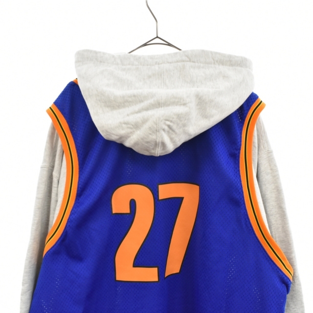 Supreme(シュプリーム)のSUPREME シュプリーム Basketball Jersey Hooded Sweatshirt バスケットボールジャージーフーデッドプルオーバーパーカー ネイビー/オレンジ/グレー メンズのトップス(パーカー)の商品写真